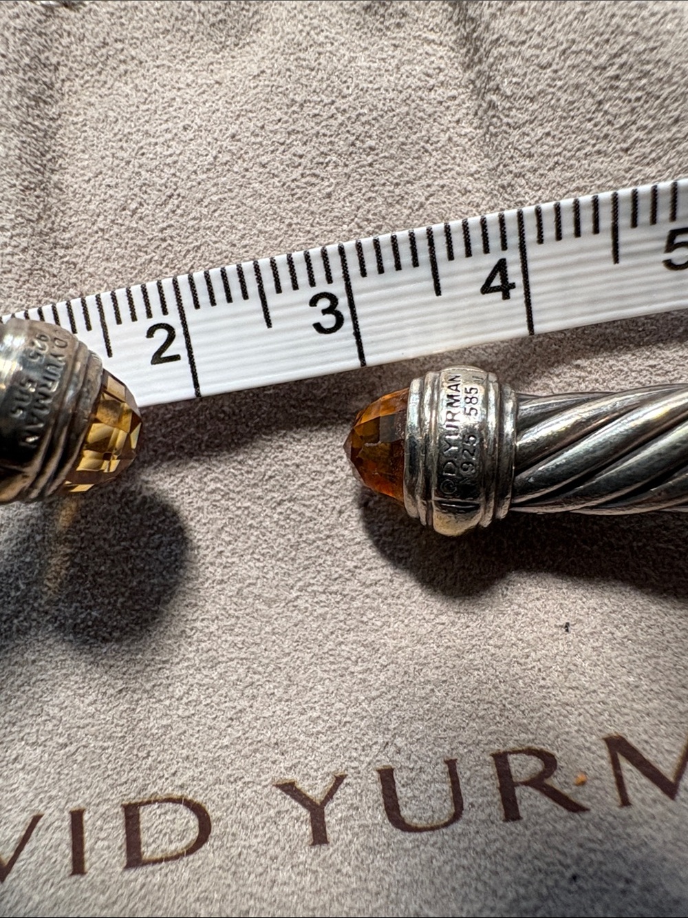 David Yurman Sterling Cable Cuff Citrine Terminal Silver Yellow reasonable offer - Picture 6 of 14